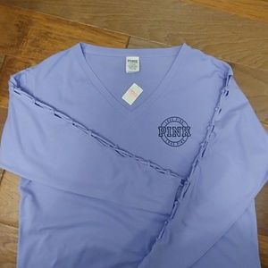 PINK lace up sleeve top